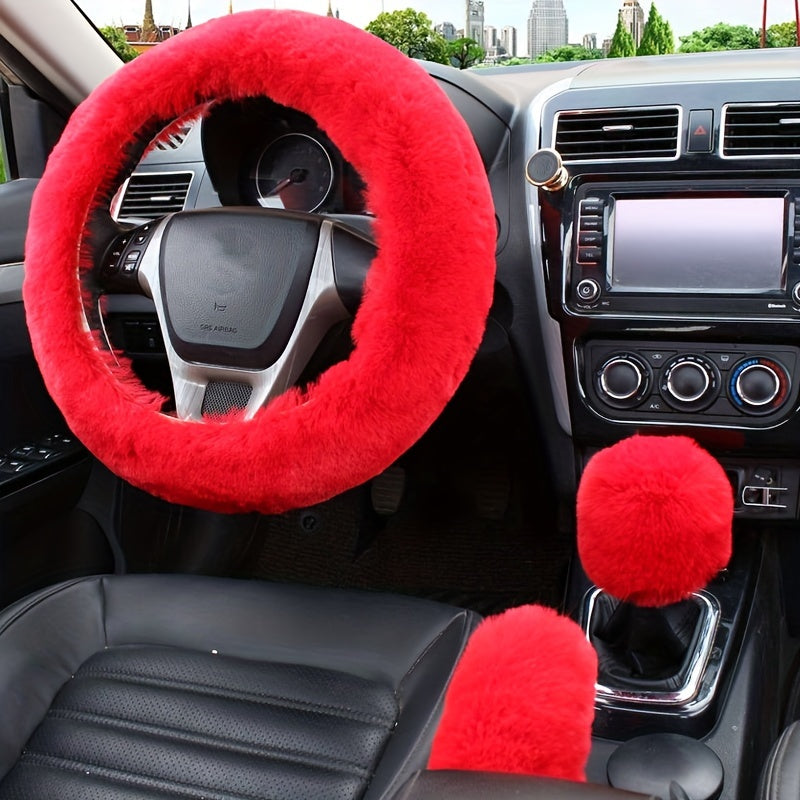 Furry Steering Wheel Cover Set: Stay Warm & Stylish This Winter