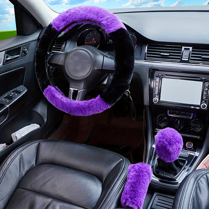Furry Steering Wheel Cover Set: Stay Warm & Stylish This Winter