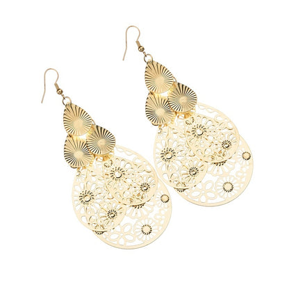 Vintage Hollow Multi-layer Waterdrop Long Earrings For Women Jewelry Gifts 1Pair