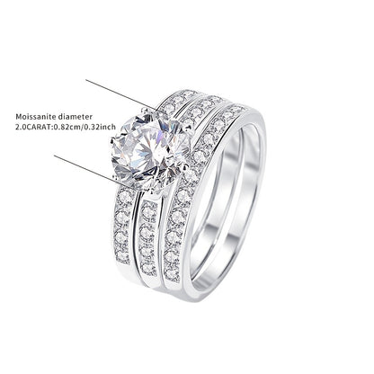 Luxury 2ct Moissanite 925 Sterling Silver Ring - Perfect for Engagement, Anniversary & Mardi Gras Celebrations | KAHOOT