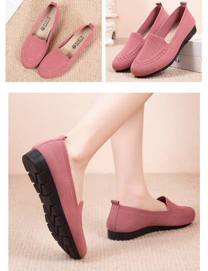 Womens Comfy Solid Color Knit Loafers - Lightweight Non-slip Slip-Ons for Casual Walking - Flexible, Durable & Stylish Everyday Shoes