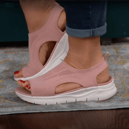 [Knitted Sandals] Lightweight Women's Knitted Cut-out Sandals | Solid Color Open Toe Slip On Shoes, Wedge Shoes