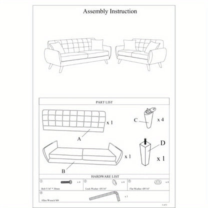 Laguna Color Polyfiber Sofa And Loveseat 2pc Sofa Set Living Room Furniture Plywood Tufted Couch Pillows