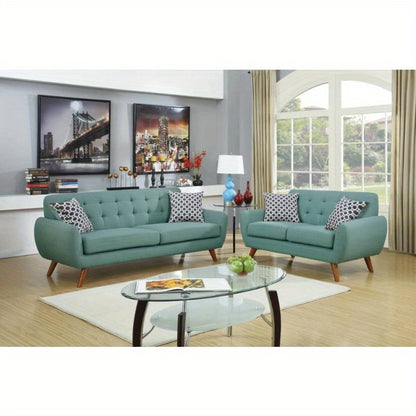 Laguna Color Polyfiber Sofa And Loveseat 2pc Sofa Set Living Room Furniture Plywood Tufted Couch Pillows