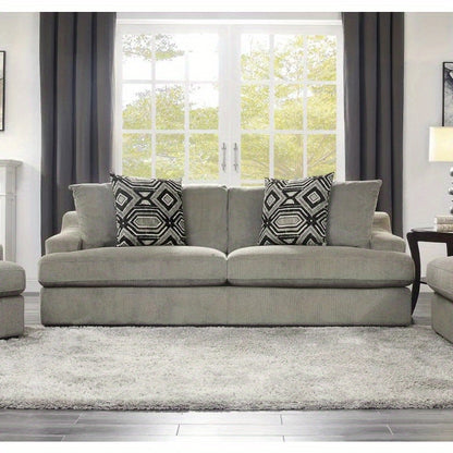 Modern Traditional Luxury Living Room Sofa 1pc Light Gray Plush Microfiber Upholstery 4 Decorative Pillows Cushion Seat Solid Wood Furniture