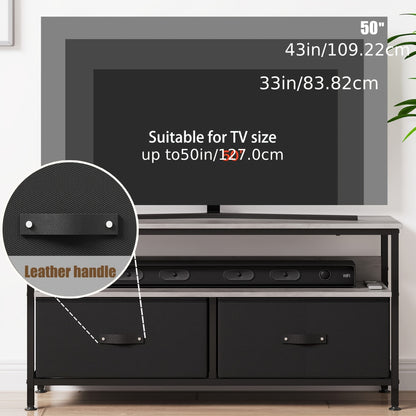 EuKer Dresser TV Stand, Entertainment Center With Storage, 50 Inch TV Stand For Bedroom Small TV Stand Dresser With Drawers And Shelves, TV & Media Console Table Furniture For Living Room, Black