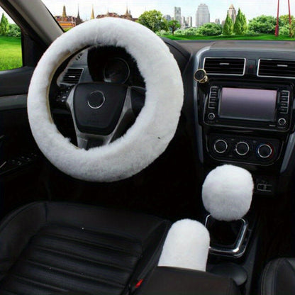 Furry Steering Wheel Cover Set: Stay Warm & Stylish This Winter