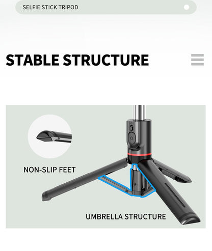 Selfie Stick Tripod, Reinforced Stable Tripod & Extendable Portable Selfie Stick With Wireless Remote And Tripod Stand For Group Selfies/Live Streaming/Video Recording Compatible With IPhone, Android Smartphone