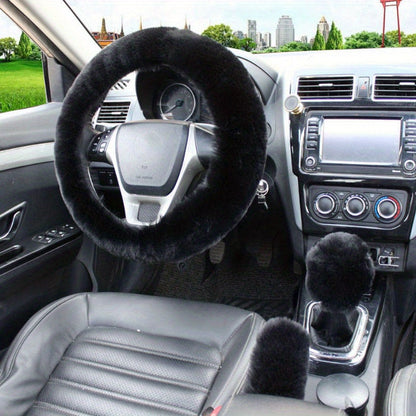 Furry Steering Wheel Cover Set: Stay Warm & Stylish This Winter