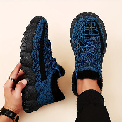 Men'S Casual Sneakers - Breathable Knit Upper, Geometric Pattern, Lace-Up Closure, Durable Rubber Sole, Comfortable Fabric Lining for Spring Sports & Casual Attire, Athletic Footwear | Geometric Pattern Shoes | Knit Construct