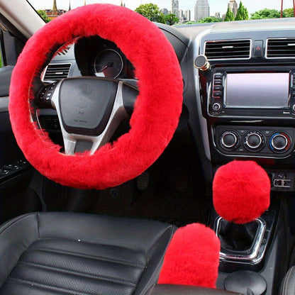 Furry Steering Wheel Cover Set: Stay Warm & Stylish This Winter