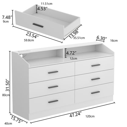 Modern Dresser with Integrated Power Outlet - 9-Drawer Storage Organizer, USB/US Plug, Space-Saving Design for Bedroom, Living Room, Entryway - Easy Assembly Required, Dresser for Bedroom, Bedroom Furniture, Contemporary Styl