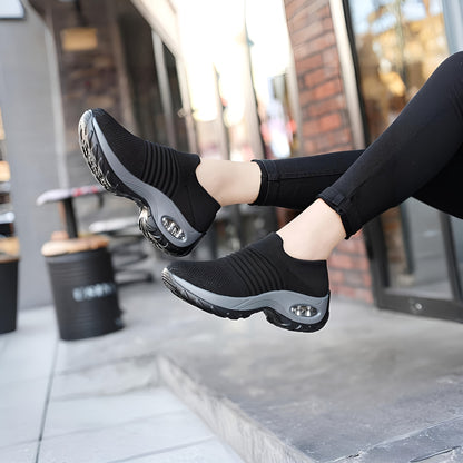 [Air Cushion Sole Sneakers] Lightweight Mesh Women's Air Cushion Sole Chunky Sneakers - Low Top Running Shoes - Women's Footwear
