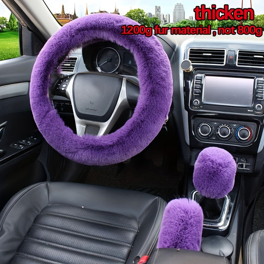 Furry Steering Wheel Cover Set: Stay Warm & Stylish This Winter