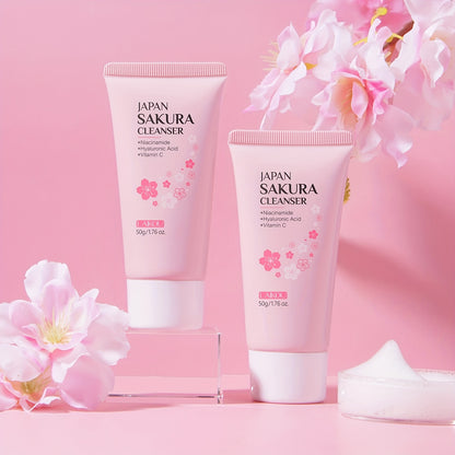 1pc Sakura Facial Cleanser, Foam Facial Cleanser, Deep Cleaning Moisturizing Cleanser