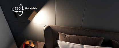 Nordic Wood Wall Lamp With 360 Rotate Dimmable Wall Sconce Touchable Magnetic For Bedroom Cordless Wall Mount Light For Reading