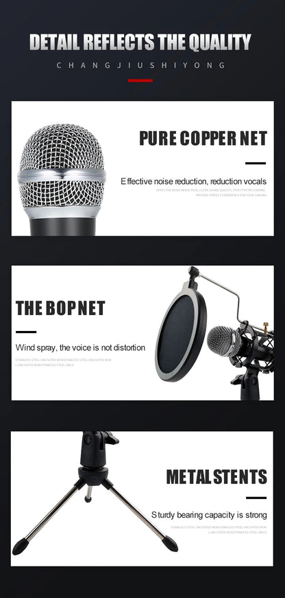 Microphone 3.5mm Wired Home Stereo Desktop Tripod MIC For PC YouTube Video Chatting Gaming Podcasting Recording Meeting