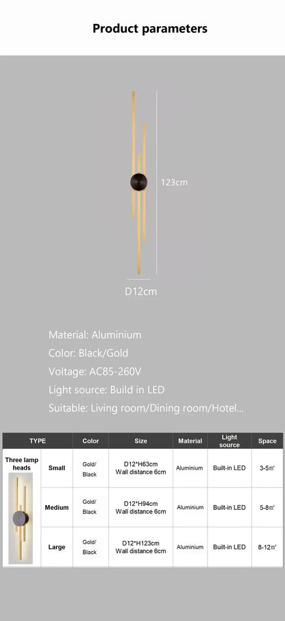LED Modern Long Wall Lamp Living Room  Dining Room Loft Wall Mounted Sconce Decoration Bedroom Bedside Light Staircase Fixture
