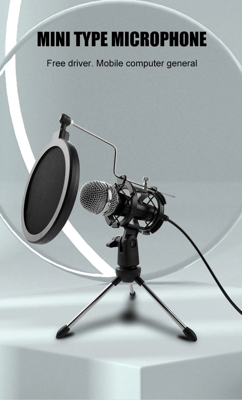 Microphone 3.5mm Wired Home Stereo Desktop Tripod MIC For PC YouTube Video Chatting Gaming Podcasting Recording Meeting