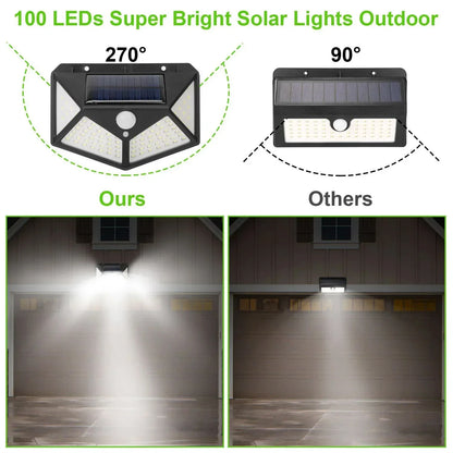 Solar Wall Lamp Outdoor 100LED Lampwaterproof Motion Sensor Solar Powered Sunlight Street Lamp Garden Railing Decorative Lamp