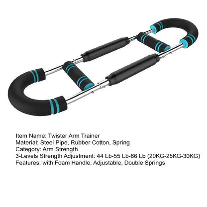 Twister Arm Exerciser with Foam Handle Adjustable Spring Workout Bar Forearm Triceps Chest Expander Portable Fitness Equipment