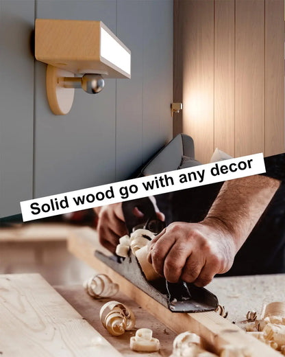 Nordic Wood Wall Lamp With 360 Rotate Dimmable Wall Sconce Touchable Magnetic For Bedroom Cordless Wall Mount Light For Reading