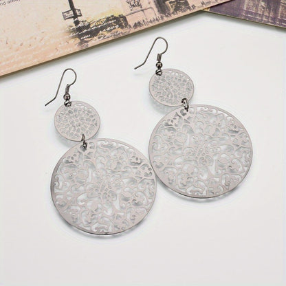 Vintage Hollow Multi-layer Waterdrop Long Earrings For Women Jewelry Gifts 1Pair