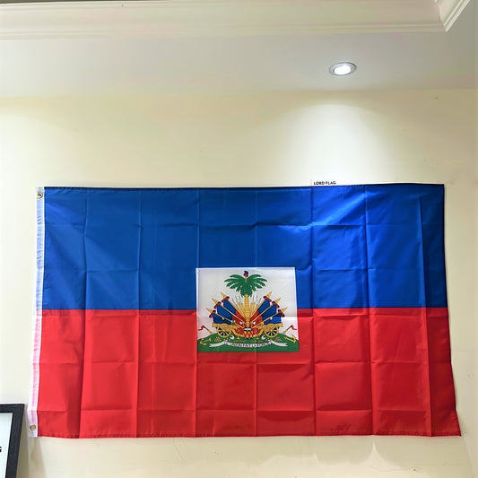 Haiti National Flag 35.43x59.06inch, 100% Polyester, Solid Color, Woven, with 2 Sides Printed, for Wedding, Sports, Patriotic Events