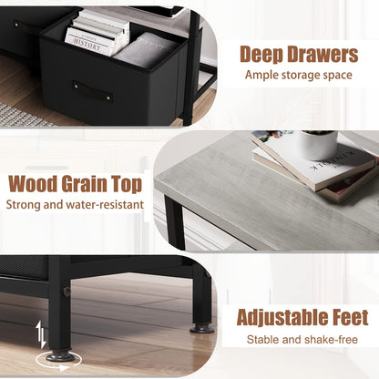 EuKer Dresser TV Stand, Entertainment Center With Storage, 50 Inch TV Stand For Bedroom Small TV Stand Dresser With Drawers And Shelves, TV & Media Console Table Furniture For Living Room, Black