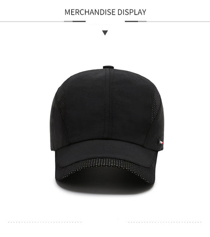 Hat Men'S Spring/Summer Mesh Baseball Cap Quick Dry Wash Large Eave Breathable Visor Outdoor Sports Cap