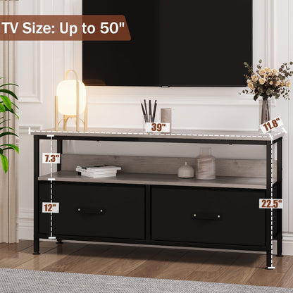 EuKer Dresser TV Stand, Entertainment Center With Storage, 50 Inch TV Stand For Bedroom Small TV Stand Dresser With Drawers And Shelves, TV & Media Console Table Furniture For Living Room, Black
