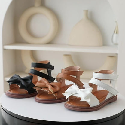 Adorable Bow-Adorned Casual Sandals For Baby Girls, Soft Sole Sandals Perfect For Walking