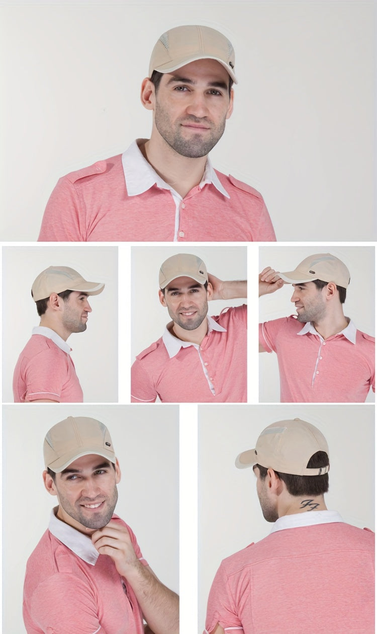 Hat Men'S Spring/Summer Mesh Baseball Cap Quick Dry Wash Large Eave Breathable Visor Outdoor Sports Cap