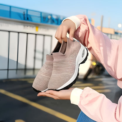 [Air Cushion Sole Sneakers] Lightweight Mesh Women's Air Cushion Sole Chunky Sneakers - Low Top Running Shoes - Women's Footwear